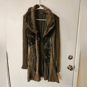 Forla Paris Knit Brown Faux Fur